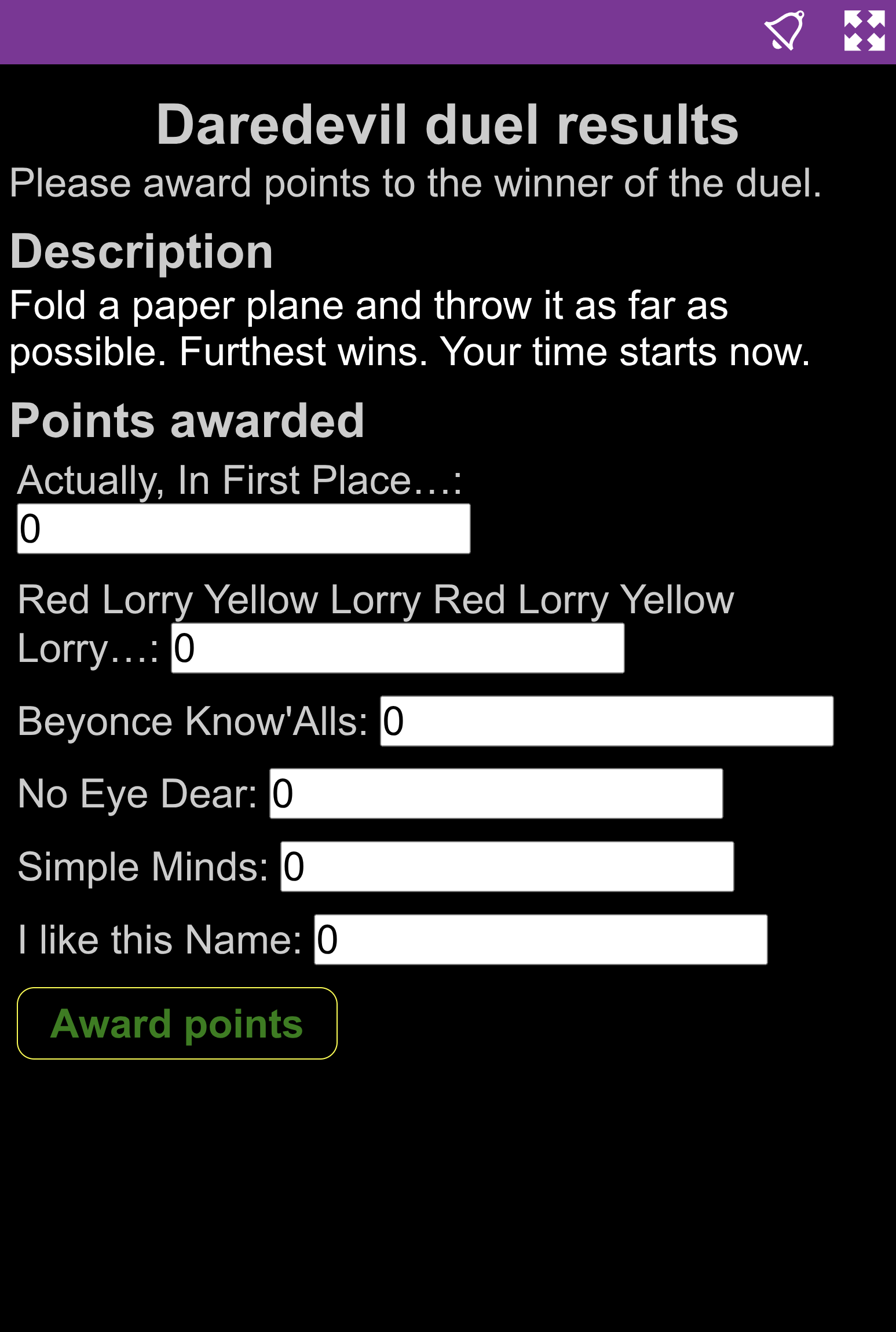 Custom points entry