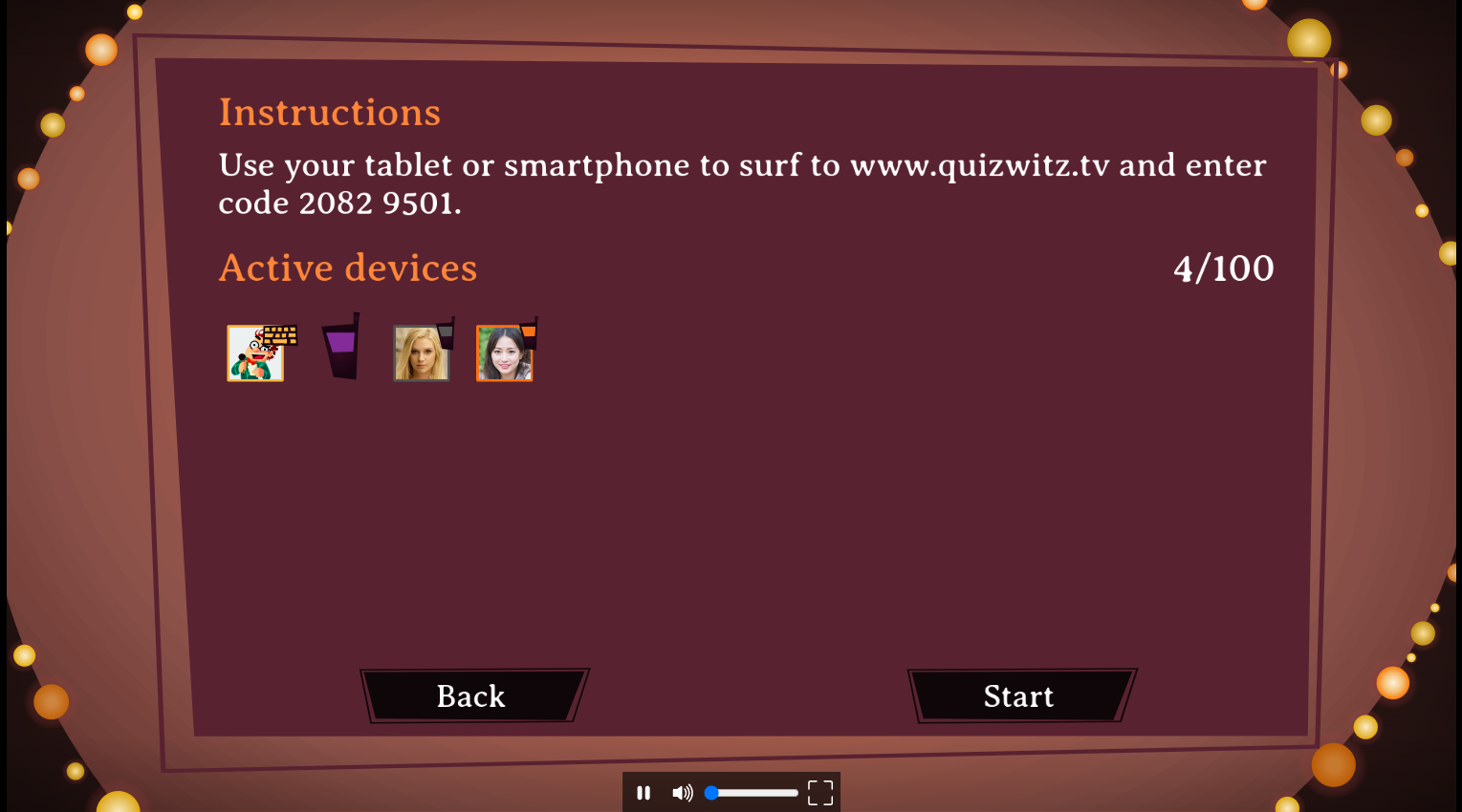 QuizWitz connect screen