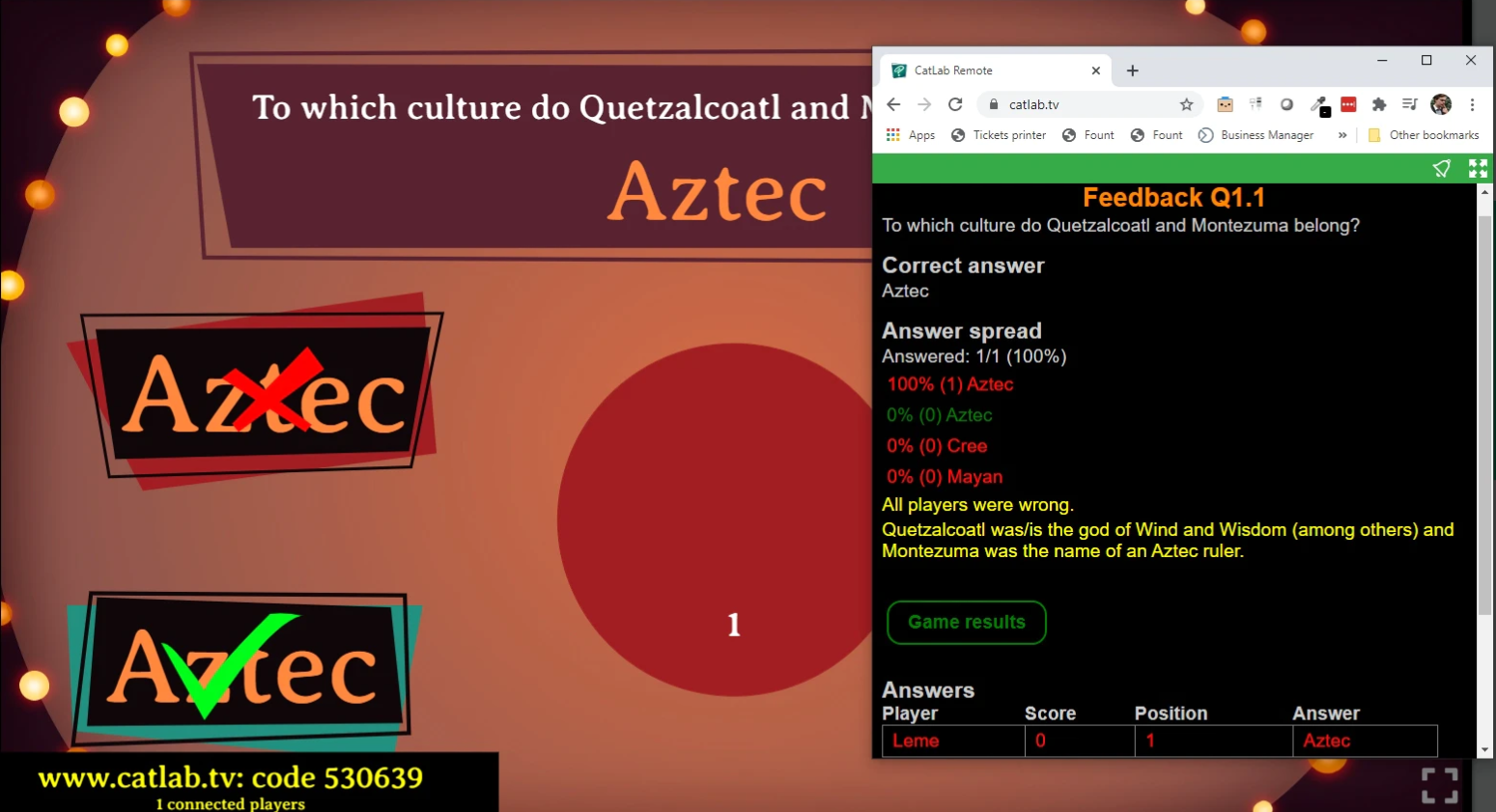 Quizmaster app - question feedback