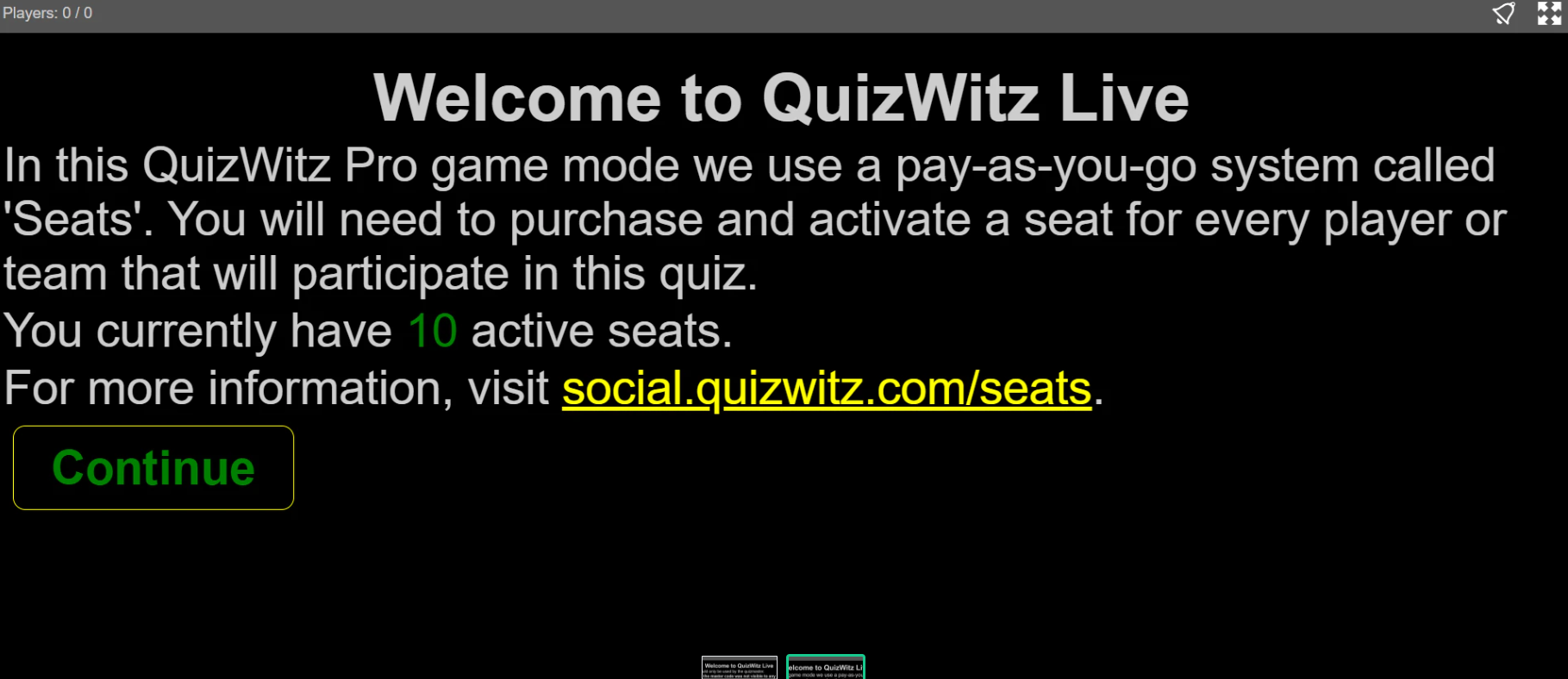 Quizmaster app - activate seats