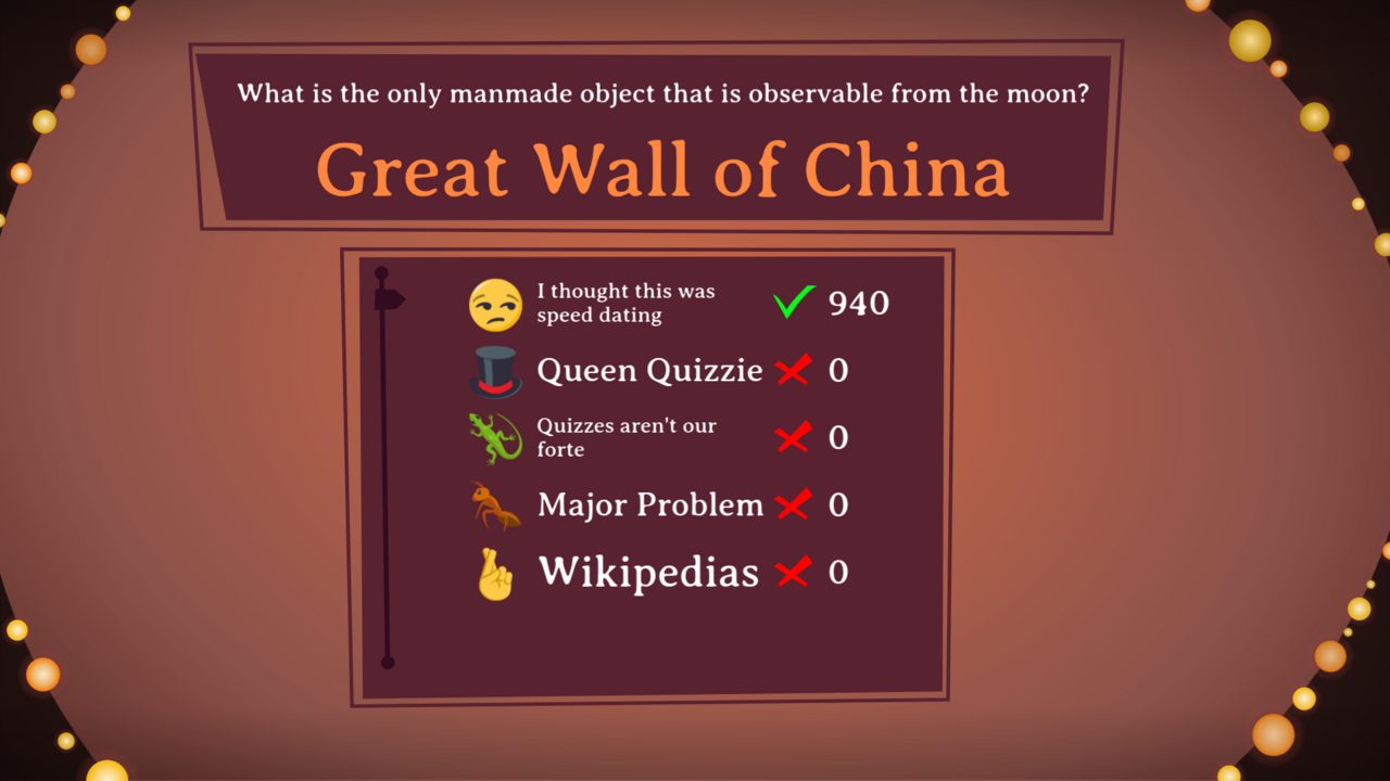 Answer screen for a small group