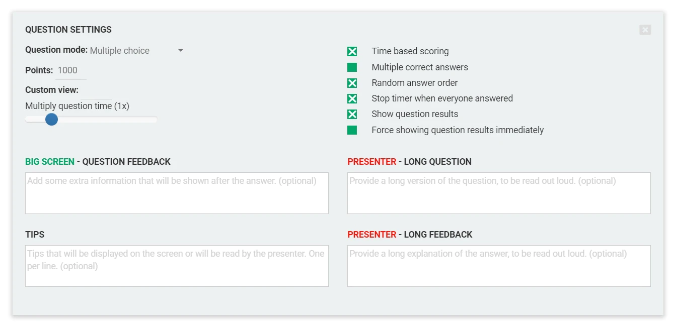 Options de question