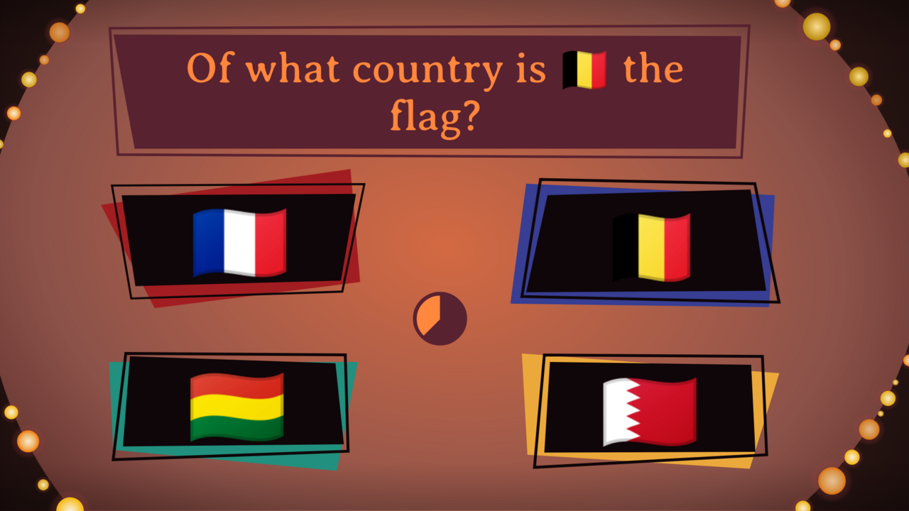 Question screen with flags as answer options